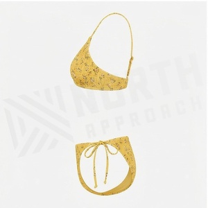 Ensemble de bikini à imprimé floral jaune North Approach avec texture côtelée et bas de bikini à nouer sur les côtés - Product Image 3