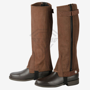 Genuine Leather Equestrian <b>Half</b> <b>Chaps</b> with Zipper Closure High Waist Full Length Unisex - Product Image 1