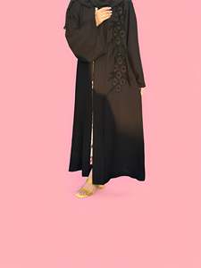 Best Embroidered Abaya Dress Handmade Turkish Floor Length Long Sleeve Soft Breathable Polyester Floral Loose Fit - Product Image 5