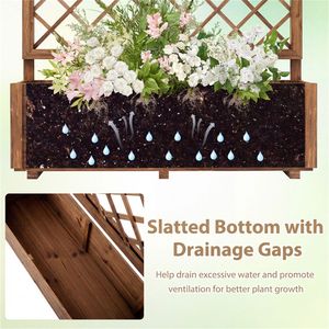 Fioriera da Giardino Rialzata in Legno di Pino da 39 Pollici con Traliccio a Diamante, Stile Mini Design, per Piante Rampicanti, Facile Irrigazione - Product Image 6
