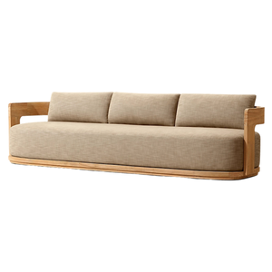 Contemporary Style <b>Outdoor</b> <b>Sofa</b> Solid Teak Curved Frame Three Seaters Premium Garden Lounge Modern Furniture Hotel Terrace - Product Image 2