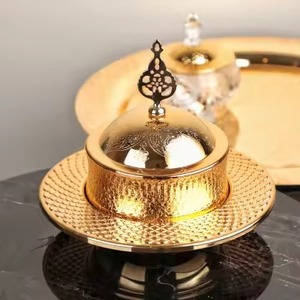 Ramadan Dining Metal Dates Bowl with Lid Luxury Dry Fruit Presentation Bowl for Banquet and Party Use - Product Image 3