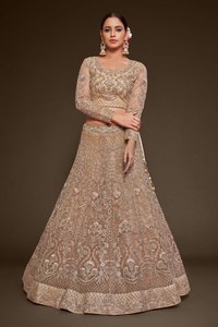 Beige Modern Woven Zari Embroidered <b>Net</b> Lehenga Choli Set Wedding Party Women Ethnic Outfit with Dupatta Eco-Friendly - Product Image 2