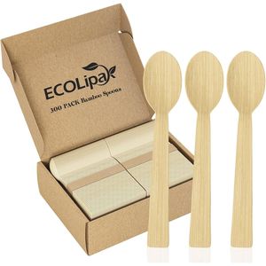 300 Cucharas de Bambú Resistentes de 6.7 Pulgadas, Desechables y Compostables, Sin Astillas, para Fiestas y Bodas - Product Image 1