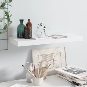 High <b>Gloss</b> <b>White</b> 23.6"x9.3"x1.5" MDF Floating Wall & Display <b>Shelf</b> - Product Image 1