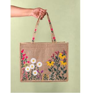 Bolsa de Yute con Patrón Geométrico de Alta Calidad, Bolsa Reutilizable para Clientes de Librerías y Papelerías a Buen Precio - Product Image 1