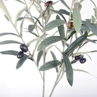 Décoration intérieure : Nouveauté – Branches et tiges artificielles de haute simulation, fausses feuilles vertes et fruits, branches d'olivier artificielles avec feuillage.