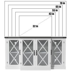 Centro di intrattenimento in stile fattoria 63 \ "Console multimediale in legno altezza regolabile con scaffali per soggiorno - Product Image 4