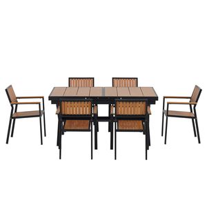 Set da Pranzo per Esterni U_Style Flessibile e Pratico, Include Sei Sedie e un Tavolo Estensibile da 62.9-82.6 Pollici per Uso in Giardino - Product Image 4