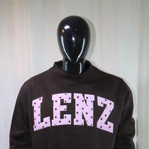 Sweat-shirt imprimé LENZ à col rond unisexe, coupe classique, marron rose à pois, motif lettres, décontracté, pour l'automne, Clush Sports - Product Image 2