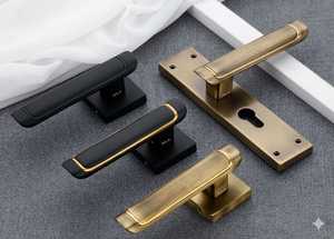 Manijas de Puerta Modernas de Diseño Minimalista con Acabado Negro y Dorado, Fácil Instalación, Herrajes Interiores para Hogar y Oficina, Uso Ambidiestro - Product Image 2