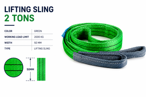 Sangles plates en polyester vert haute résistance Provina, conçues pour usage intensif, 2 tonnes, largeur 50 mm, sur mesure - Product Image 3