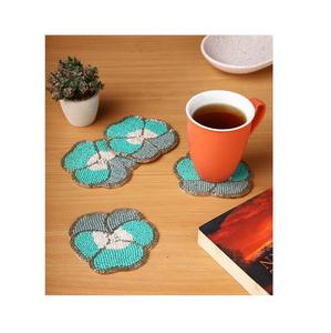 Handmade Seed Bead <b>Coasters</b> With Intricate Embroidery Design Custom Beaded <b>Drink</b> <b>Coasters</b> <b>for</b> Coffee and Dining Tables - Product Image 5