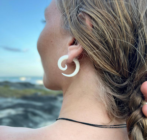 Natural Bone Hoop <b>Earrings</b> Lightweight Craftwork - Product Image 4