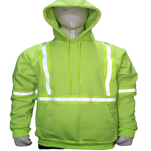 Pull à capuche en coton FR réfléchissant de construction avec sweat à capuche résistant aux flammes à rayures réfléchissantes - Product Image 1