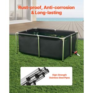 Vasca per Pesci Rettangolare in Tela da 48 Litri, Pieghevole in PVC, con Telaio Stabile e Scarico, Accessorio per Acquario - Product Image 4
