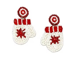 Pendientes de gato negro con sombrero de bruja para Halloween, con cuentas - Rojo de la marca BaubleBar, con mariposa tricolor y perlas de semilla - Product Image 3