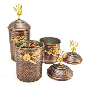 New Arrival Round Shape Gold Finished Brass Metal Decorative Canister <b>Jar</b> Highest Quality Plastic Hot Selling - Product Image 5