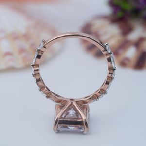 Pass Diamond <b>Tester</b> Luxury Jewelry 925 Sterling Silver Radiant Cut Rose <b>Gold</b> Plated Moissanite 4ct Wedding Engagement Women Ring - Product Image 5