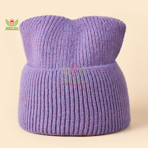 <b>Winter</b> Wholesale Wooly Beanie Hats For Adults Cartoon Pattern Beach Use Custom Logo Embroidery Acrylic/wool Knit - Product Image 4