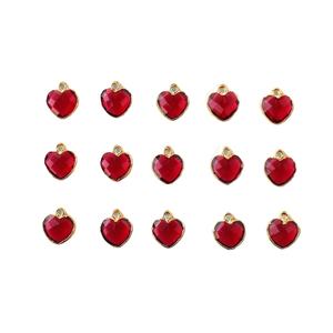 Colgante de Corazón con Gema de Turmalina Rosa |   Amuleto de Piedra Preciosa Facetada con Baño de Oro para la Creación de Joyas - Product Image 1