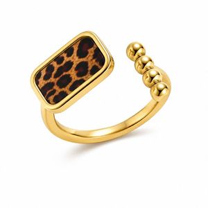 Leopard <b>Ring</b> 18K Gold Plated Stainless Steel <b>Adjustable</b> with Animal Print for Women Daily Wear - Product Image 5