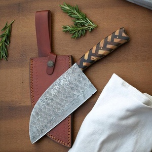 Couteau à découper serbe artisanal A&M Enterprises avec manche en bois tressé et étui en cuir, couteau de survie pour légumes et viande - Product Image 2