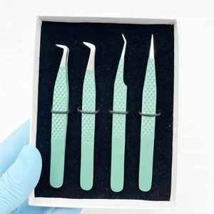 Pince à cils en L pour volume russe, poignée diamant, en acier inoxydable japonais, pour extensions de cils, compatible OEM - Product Image 2