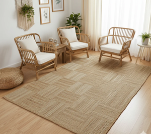 Rugsmore Rugs Collection-Natural jute Cross Area Rug, Jute <b>Carpet</b> By Nhat Minh Wholesale, Handicraft In Vietnam - Product Image 1