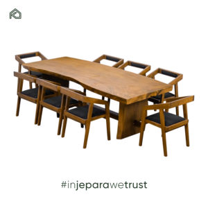 Muebles de Comedor, Mesa de Comedor de Madera Maciza de Nogal Americano con Borde Natural y Patas de Metal, Juego de Comedor - Bilal - Product Image 1