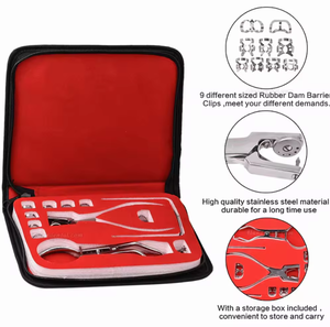 Complete Rubber Dam Dental Isolation Instrument Set with Stainless Steel <b>Frame</b> Punch <b>Clamp</b> Forceps Assorted <b>Clamps</b> and Placement - Product Image 3