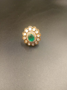 Star Shape Silver Cocktail <b>Ring</b> Green Doublet Emerald Cut Stone 24K Gold Plated Women's Classic Wedding <b>Adjustable</b> <b>Ring</b> - Product Image 5