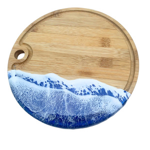 Planche à découper rectangulaire en bois époxy, 1,8 cm d'épaisseur, motif océan multicolore, écologique, non toxique, anti-moisissure, passe au lave-vaisselle - Product Image 2