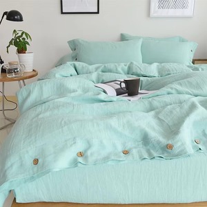 Nouvelle housse de couette en lin uni de couleur unie, housse de lit en lin haut de gamme, literie en lin d'hôtel, ensemble de 3 pièces - Product Image 3