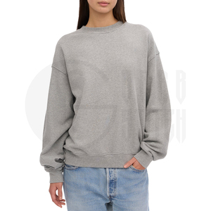 Sudadera Oversize de Cuello Redondo para Mujer, Casual, de Forro Polar, Manga Larga, Lisa, Personalizable, de Algodón - Product Image 1