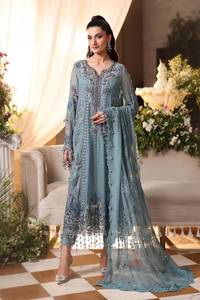 Élégante Robe Anarkali Longue en Soie Brodé Bleu pour Femme, Style Indien et Pakistanais, Robe de Mariage, Coupe Classique, Taille Adulte - Product Image 6