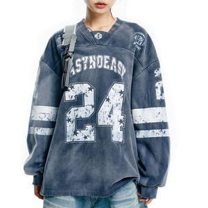 Sudadera de Fútbol Americano Personalizada de Algodón Lavado de Alto Gramaje, Estilo Oversize Vintage con Número, Proveedor OEM ODM a Granel de EE. UU. - Product Image 3