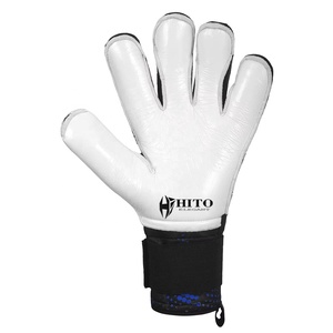 Premium Custom Design Black and White Neoprene Soccer Goalkeeper <b>Gloves</b> 4mm German Embossed Latex Elastic Strap Hybrid Cut - Product Image 2