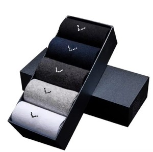 Chaussettes ras du cou pour hommes, couleur unie, en polyester et coton, respirantes, tricotées, pour usage quotidien, épaisseur standard, personnalisables - Product Image 1