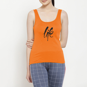 Débardeur Femme Haute Qualité Personnalisable avec Logo Tissu Tricoté Polyester/Coton Écologique Respirant Détail Plume Tenue Décontractée - Product Image 4