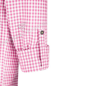 Chemise à carreaux rose et blanc pour hommes, manches longues, col rabattu, poche simple sur la poitrine, chemise décontractée à carreaux bavaroise pour l'Oktoberfest - Product Image 3