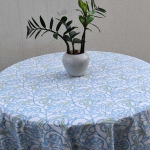 Meilleur prix, nappe ronde classique en lin et coton imprimé floral, lavable, imprimé rond 220 cm, nappe en coton de style français - Product Image 4