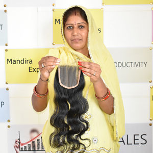 Extensiones de Cabello Humano Natural Virgen 100% Sin Procesar de Alta Calidad, Cierre 5x5, Ondulado, Cabello Indio de Templo, Color Natural, Venta al Por Mayor - Product Image 1