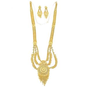 Juego de Collares Rani Haar con Diseño Floral en Oro Micro de 14K, 18K y 24K, Joyería Nupcial India, Juego de Joyería de Moda en Latón Dorado - Product Image 2