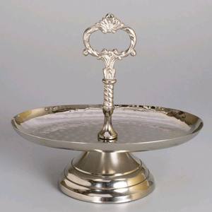 Élégant plateau à deux niveaux en laiton finition or pour le thé de l'après-midi, les pâtisseries et la décoration de table moderne - Product Image 1