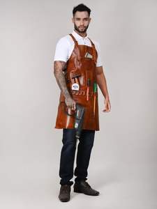 Delantal de Trabajo Industrial Personalizado al por Mayor, Resistente al Aceite, sin Mangas, Moderno, Duradero, de Cuero Lavado Suave - Product Image 2