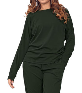 Ensemble haut à manches longues et pantalon de jogging pour femme, tenue décontractée en deux pièces, tissu doux, coupe décontractée, tenue quotidienne - Product Image 2