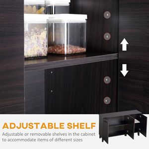 Credenza con Ripiani Regolabili in Noce Scuro per Sala da Pranzo, Stile Rustico, Soggiorno, Bar, in Legno e Vetro - Product Image 6