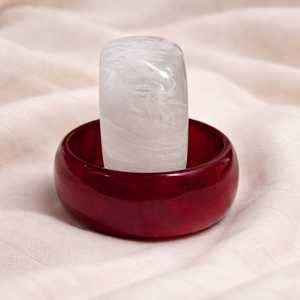 Classic <b>Red</b> Resin Bangle with Round White Base Unisex Fashion <b>Bracelet</b> - Product Image 3