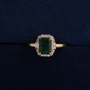 2 Carat Green Emerald Halo Engagement <b>Ring</b> 14K Gold Emerald Cut Gemstone Diamond <b>Ring</b> for Women - Product Image 6
